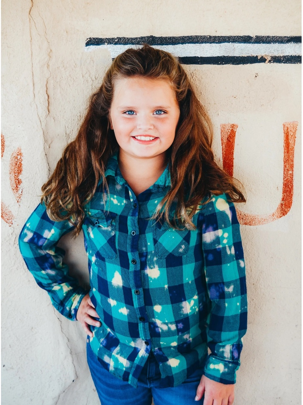 Kids Plaid Button-Up Shirt in Teal & Navy